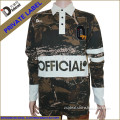 100%cotton camo printed long sleeve men's rugby jersey